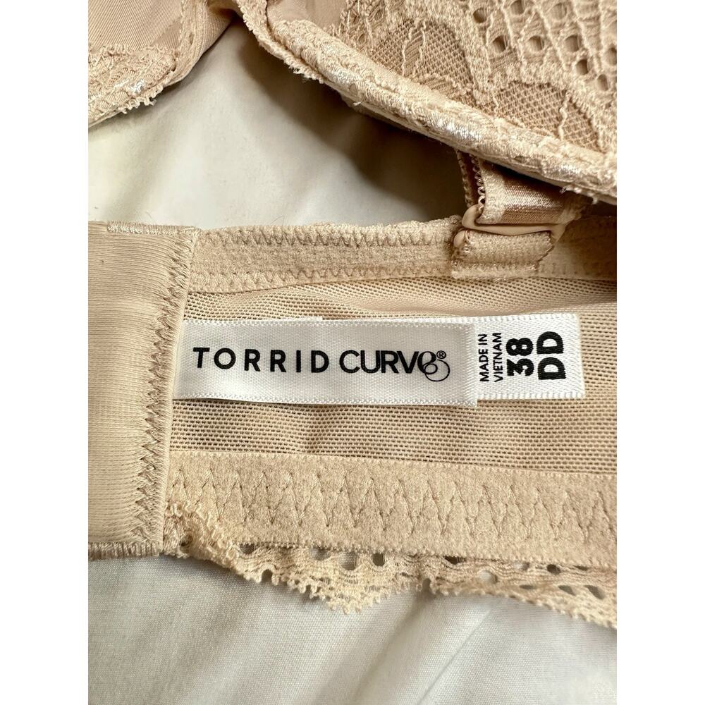 Torrid Beige Lace Plunge Push Up Bra 38DD - Picture 4 of 4